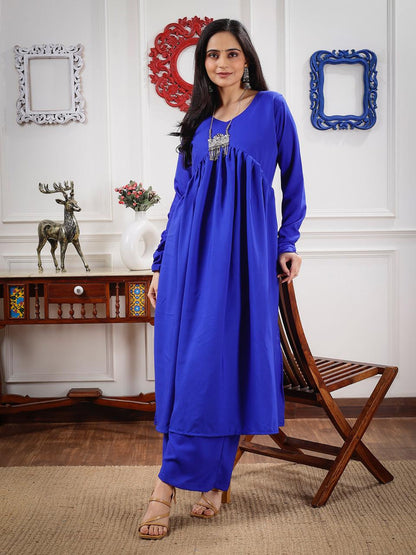 RD's Electric Blue Stylish Gathered Kurti set