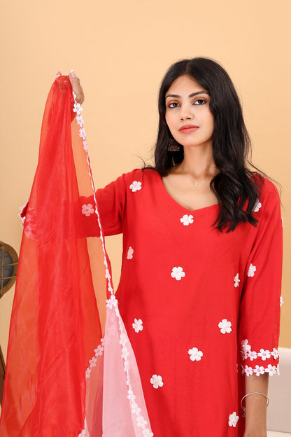 Dreamy Red Kurta Set with Dupatta