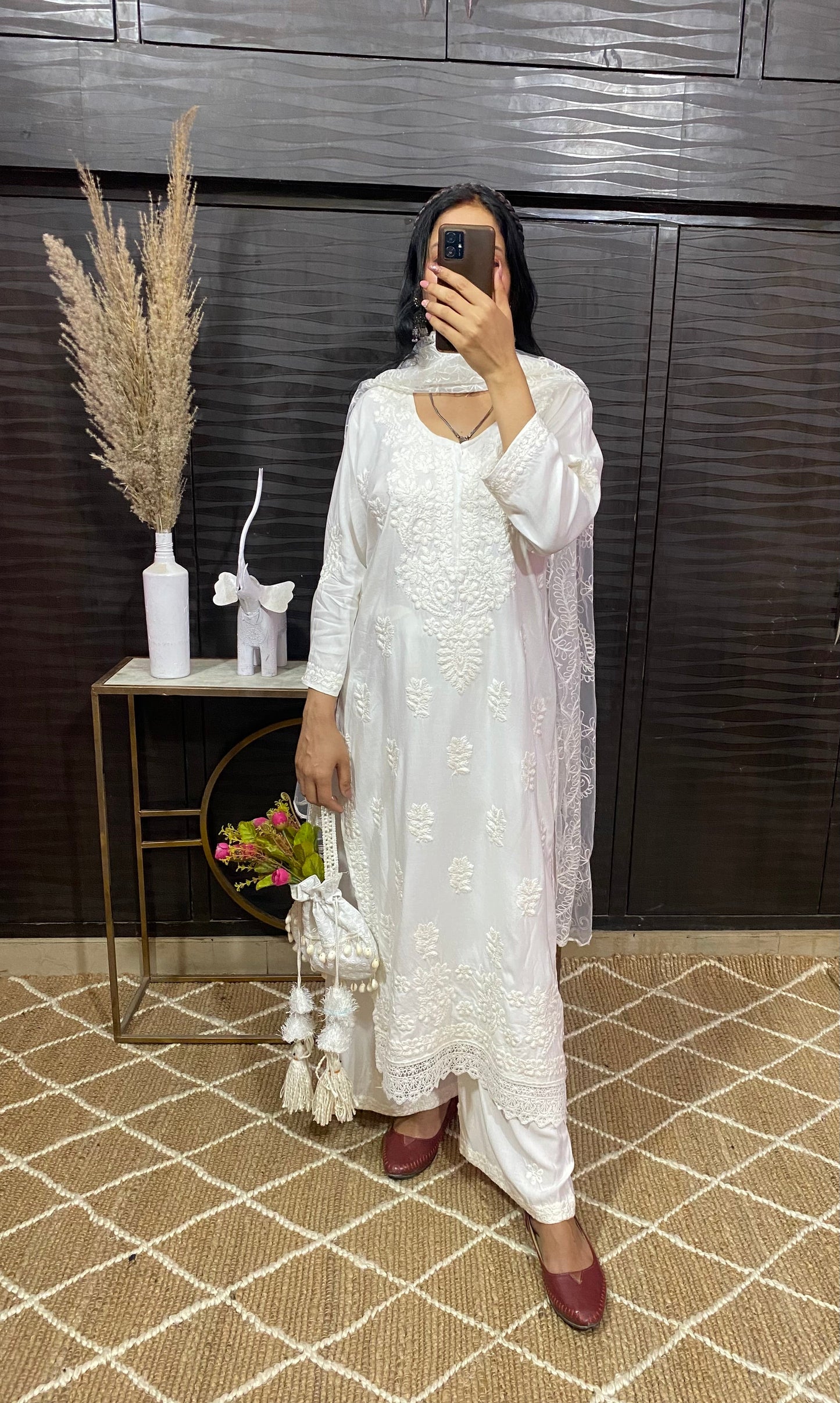 Lucknowi kurta Set with Dupatta