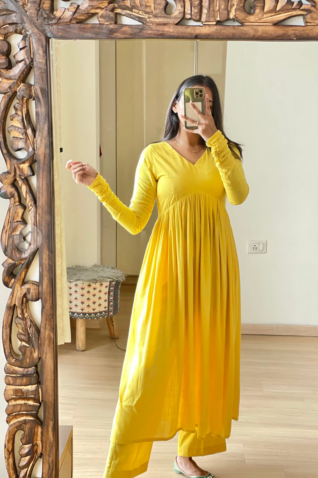 RD's Yellow Stylish Gathered Kurti set