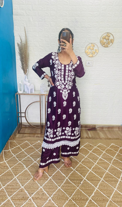 Lucknowi kurta Set with Dupatta