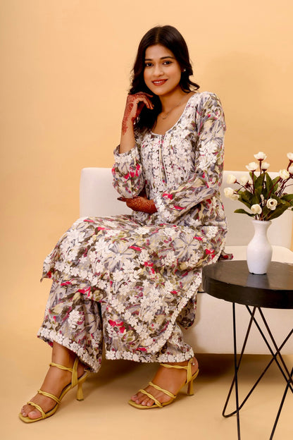 Authentic Lucknowi kurta Set with intricate detailing