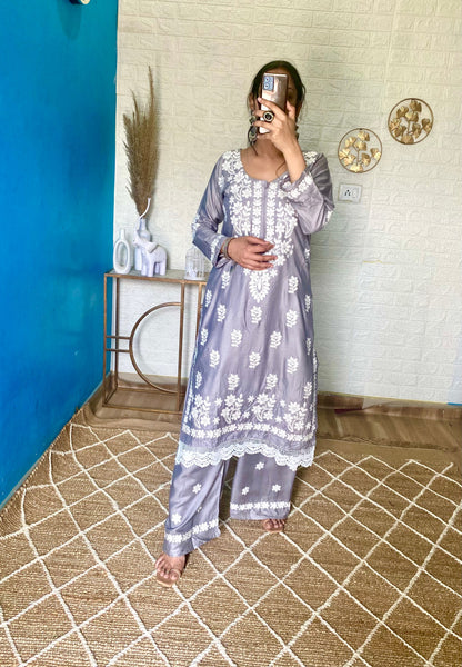 Lucknowi kurta Set with Dupatta