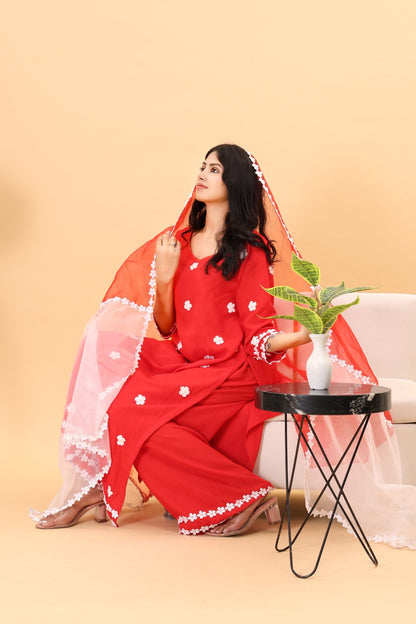 Dreamy Red Kurta Set with Dupatta