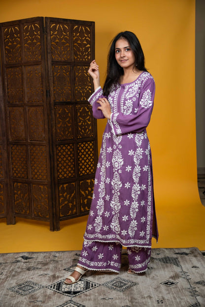 Aza Authentic Lucknowi kurta Palazzo Set