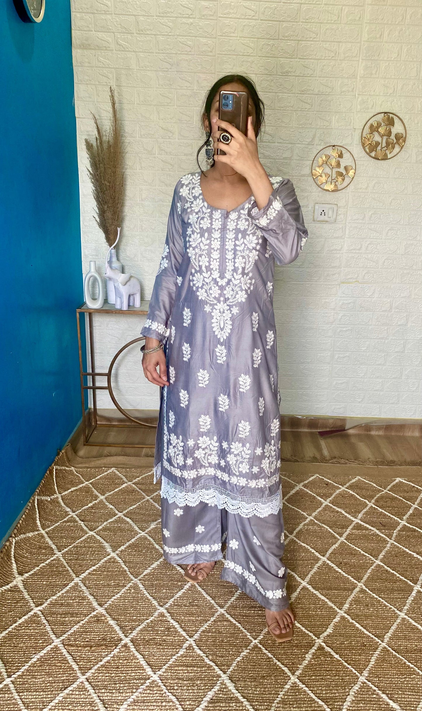 Chikankari kurta Set with intricate detailing