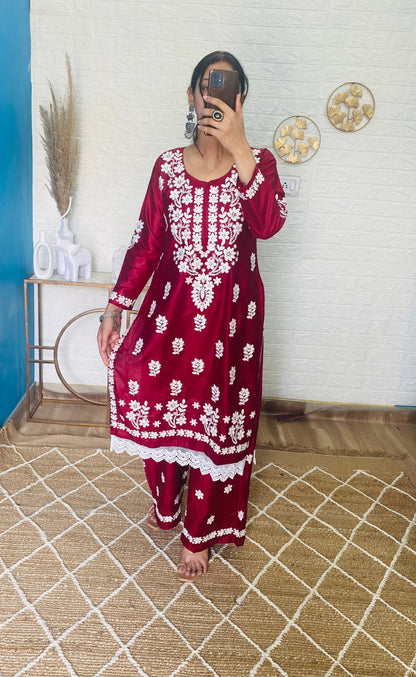 Lucknowi kurta Set with Dupatta