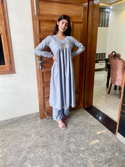 RD's Grey Stylish Gathered Kurti set