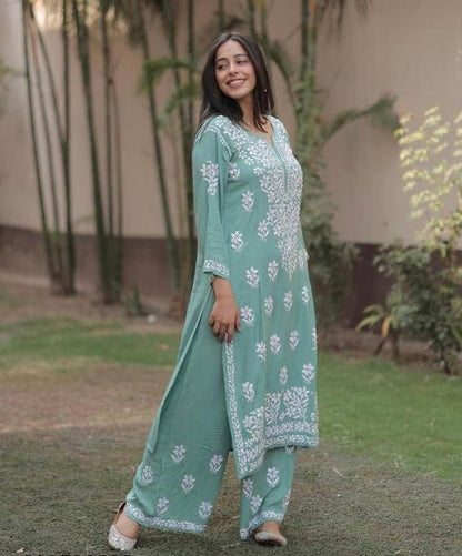 Rangeendori Authentic Chikankari Suit Set