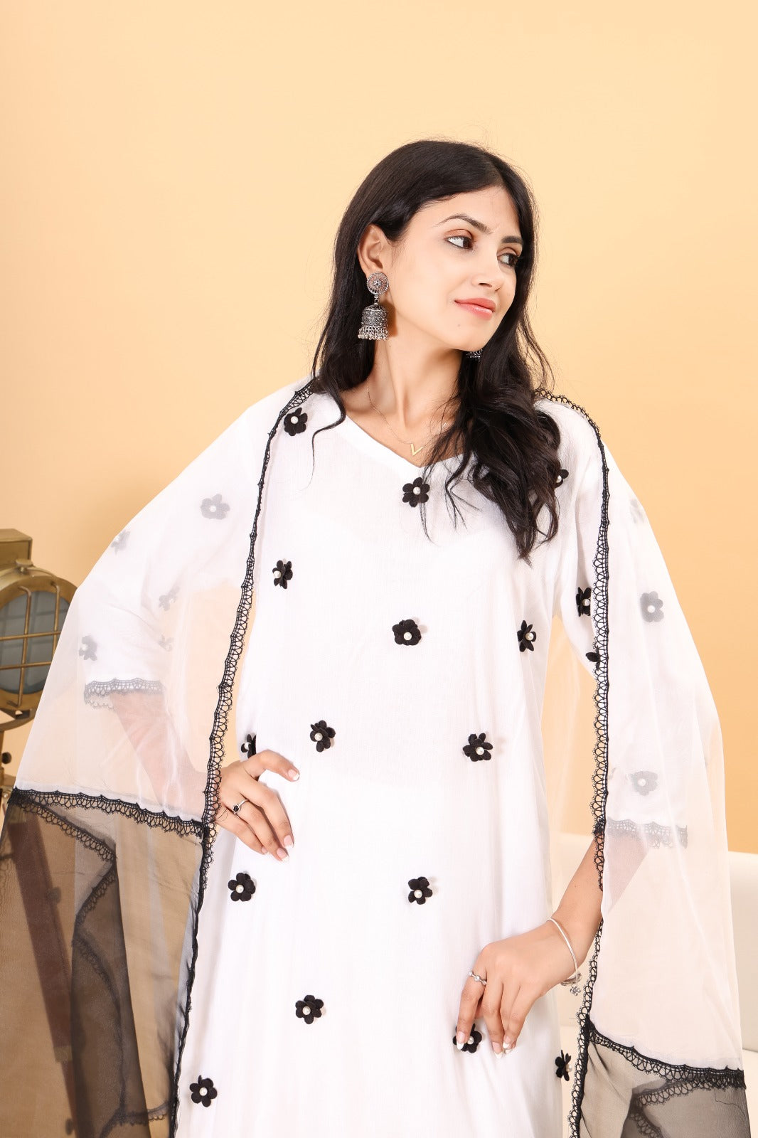 Rangeendori Dreamy 3D flower Kurta set with Dupatta