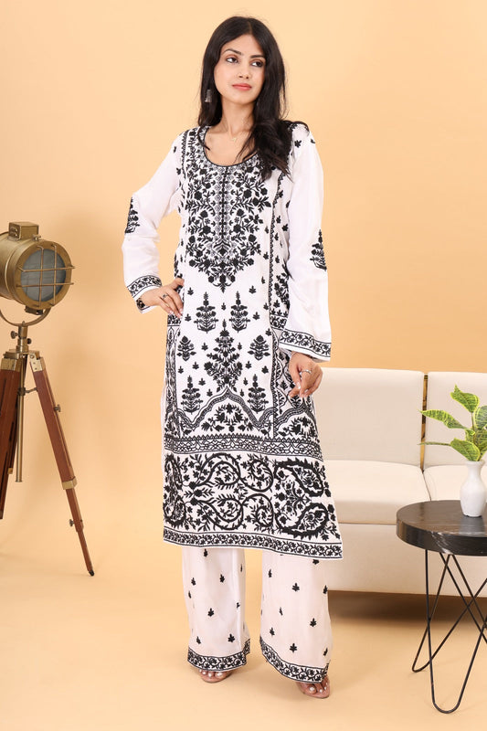 Khubsurat White Chikankari kurta set