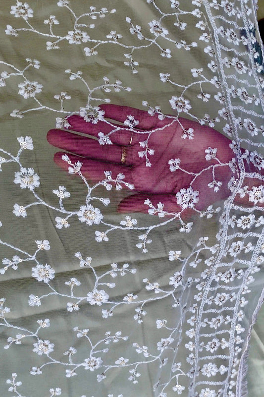 Intricate soft Chikankari Dupatta