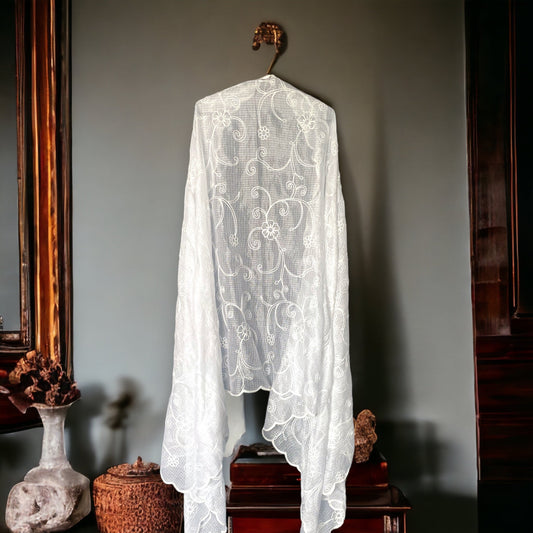 Kota Doria Chikankari Dupatta