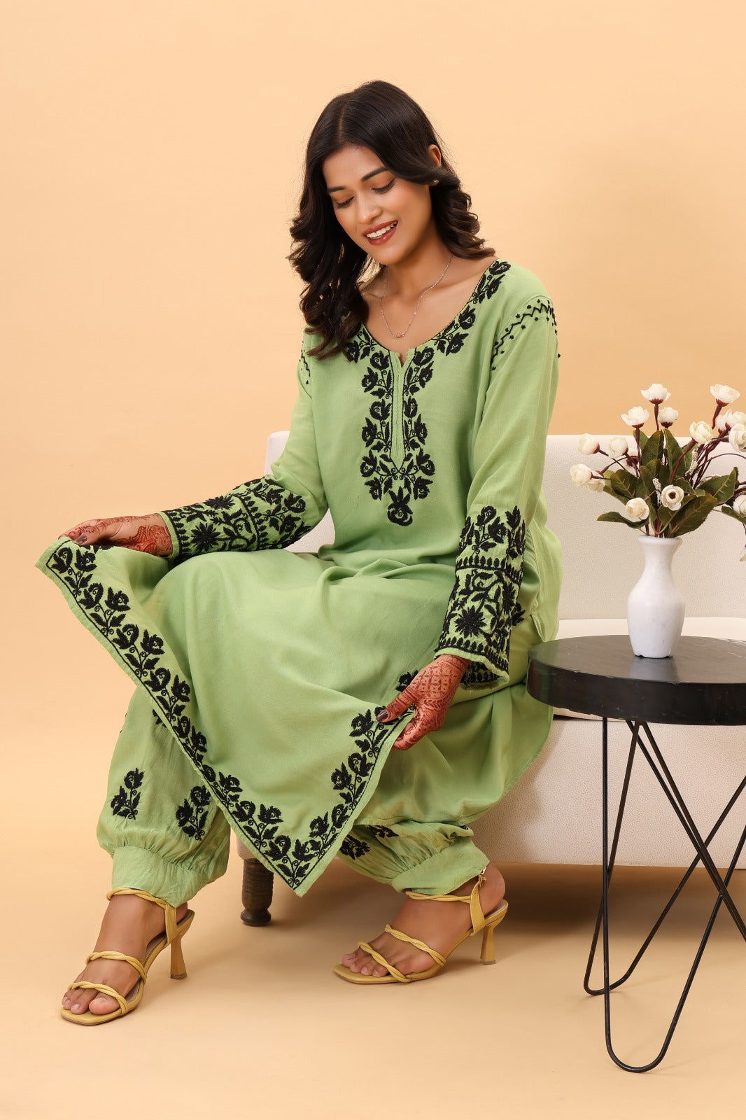 Rangeendori Kurta with Afghani Pant Set