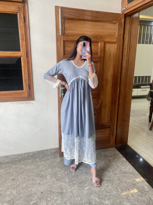 RD's Grey Chikankari Alia Cut Dress