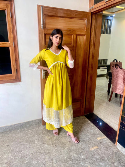 RD's yellow Chikankari Alia Cut Dress