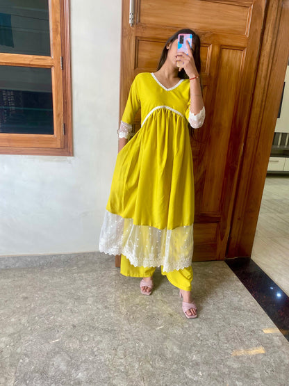 RD's yellow Chikankari Alia Cut Dress