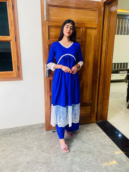 RD's Electric Blue Chikankari Alia Cut Dress