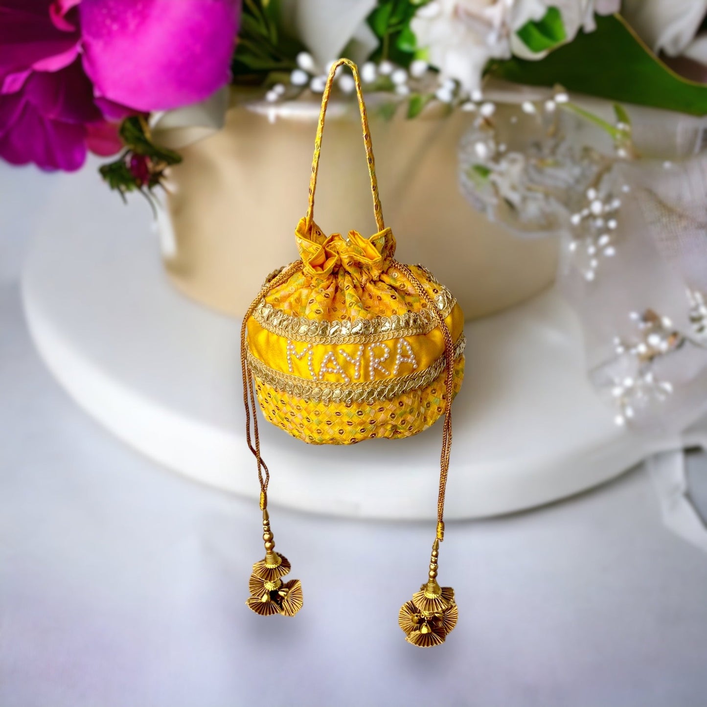 Customized Yellow Potli Bag