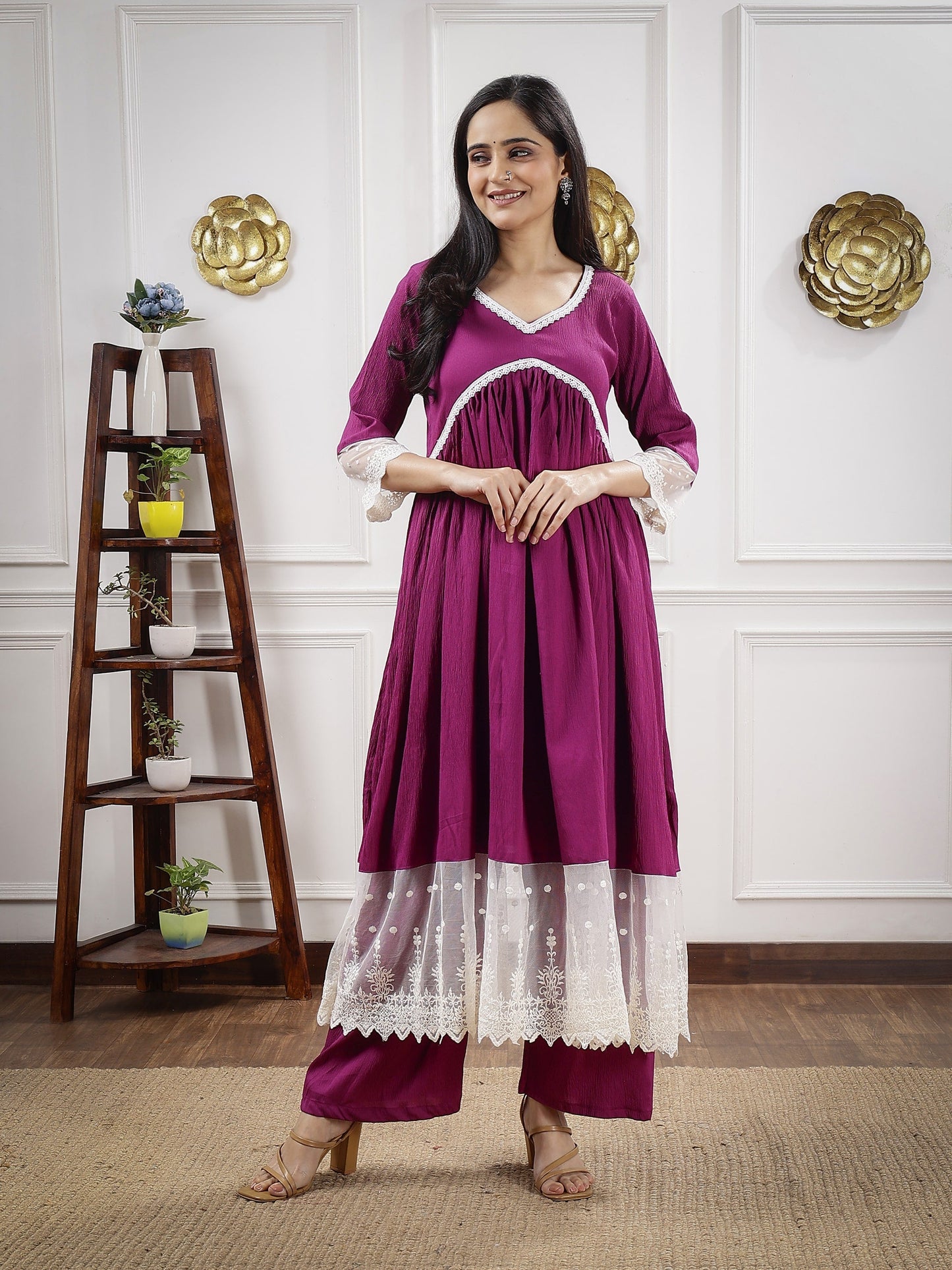 RD's Purple Chikankari Alia Cut Dress