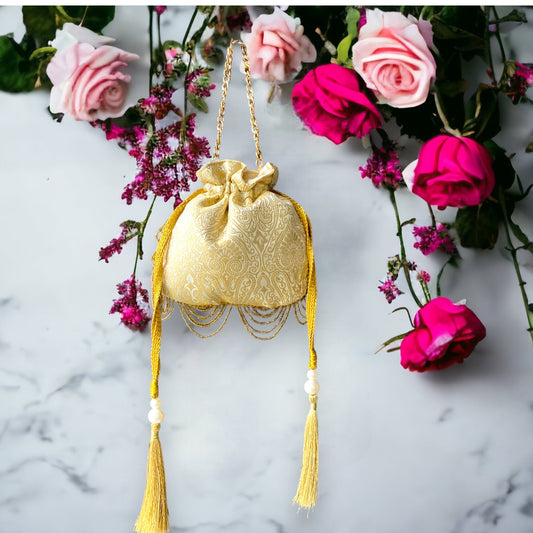 Silk Golden Potli Bag