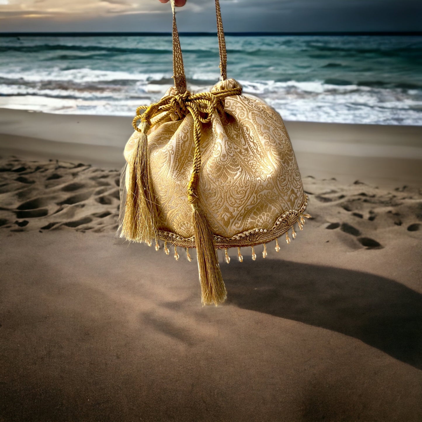 Gold Bucket Potli Bag