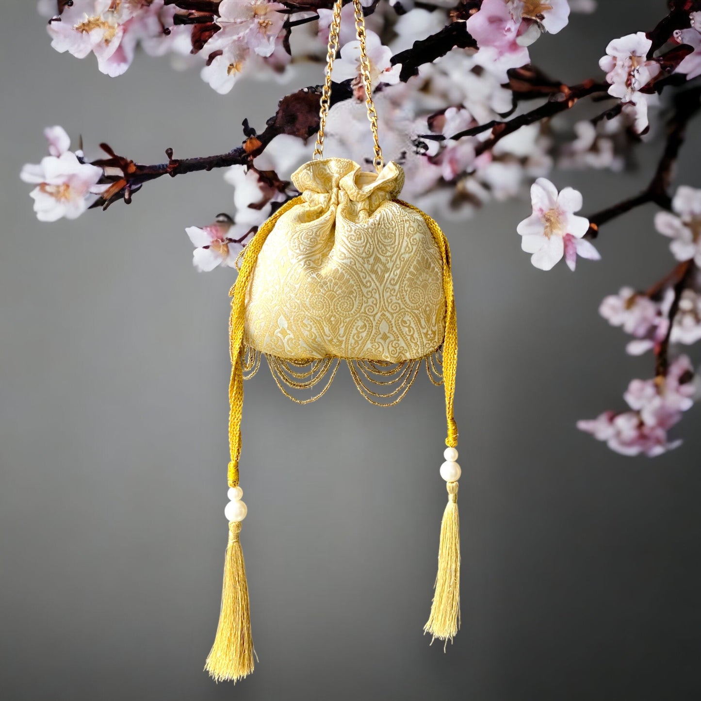 Silk Golden Potli Bag