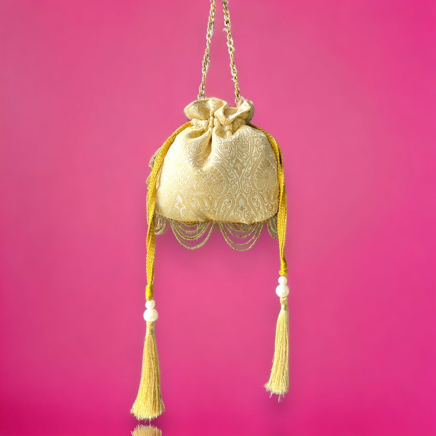 Silk Golden Potli Bag