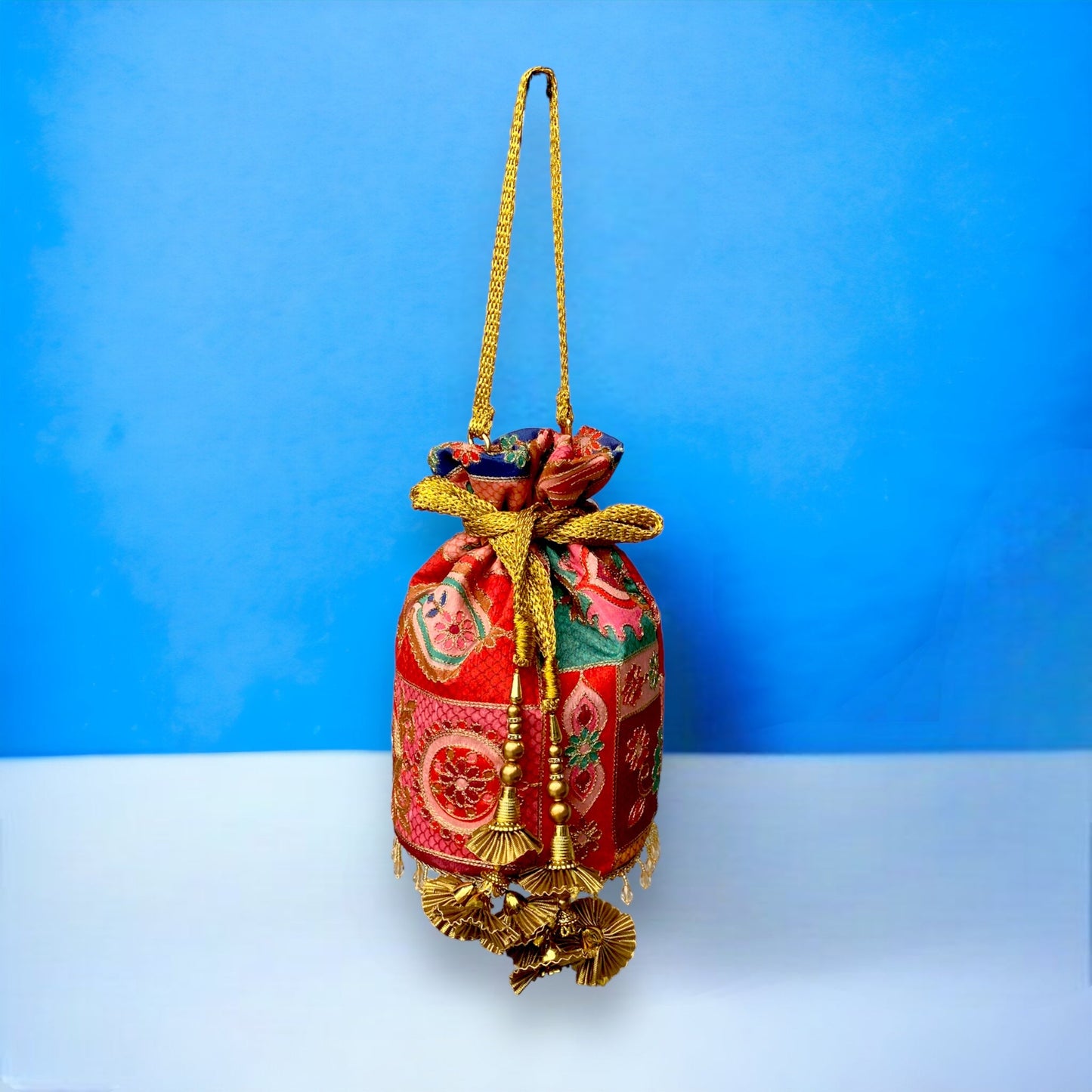 Multicolor Red Pink Potli Bag